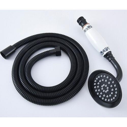 1.5m Black Oil Rubbed Brass Flexible Bathroom Hand Held Shower Hose and Telephone Style Hand Held Shower Head mhh074