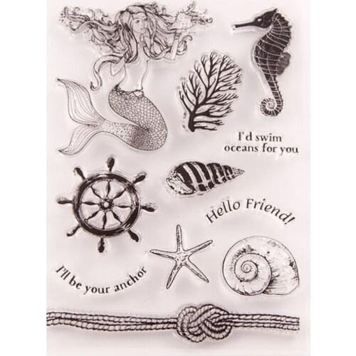 1pc Mermaid Conch Transparent Clear Silicone Stamp Seal Cutting DIY Scrapbooking Rubber Stamping Coloring Diary Decor Reusable