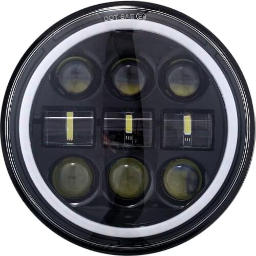 1PC DOT Approved 5.75Inch Round LED Headlight with Hi-Lo Beam DRL Amber Turn Signal for 1998-Later XL883C 1991-Later Dyna