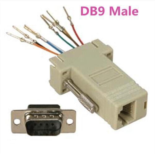 100pcs,DB9 9-Pin Serial RS232 Male to RJ45 8C Female Modular Adapter M-F