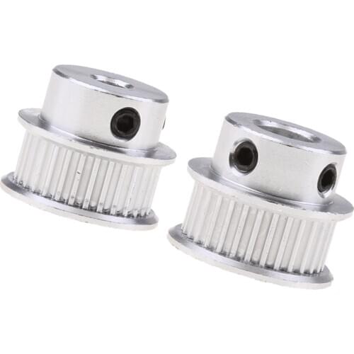 2PCS ALUMINUM GT2 TIMING PULLEY 30 TEETH BORE 5MM+8MM FOR 3D PRINTER 6MM WIDTH TIMING BELT