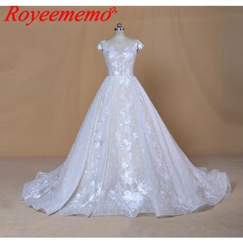 2020 shiny desgin Wedding Dresses cap sleeve bride dress custom made Dubai bling bling wedding gown factory directly ball gown