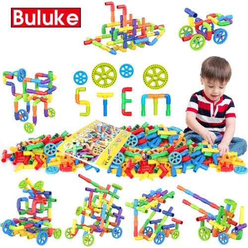 48-480pcs Water Pipe Building Blocks DIY Assembling Pipeline Tunnel Blocks Toys For Children Construction Creative Bricks