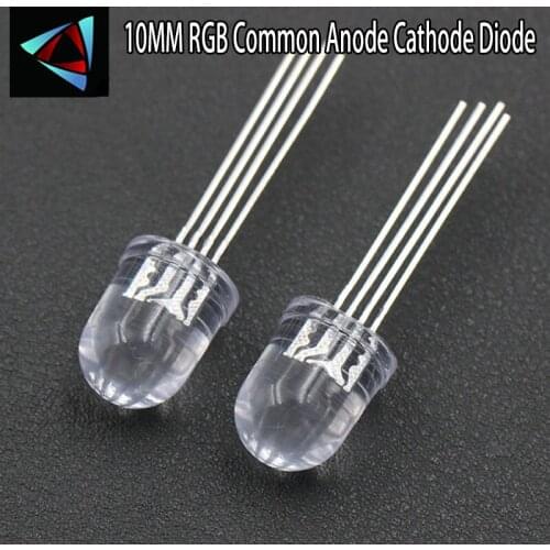 50 pcs = Full colors Transparent RGB LED, 10mm, common anode Common Cathode diode
