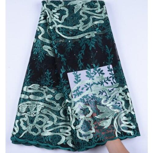 African Lace Fabric 2019 Embroidered Nigerian Laces Fabric Green High Quality French Tulle Lace Fabric For Party Dress 1207