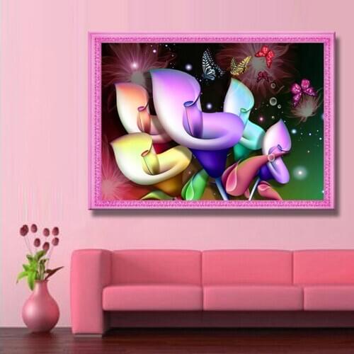 Diamond Mosaic Flower Embroidery cross stitch kits Calla Lily and Butterfly Diamond painting home Decor Diy Diamond Painting