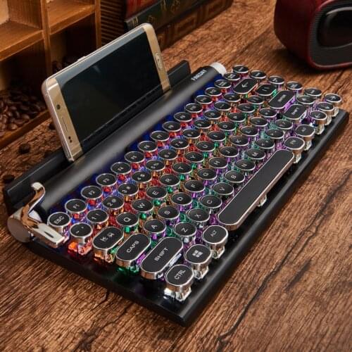 Game Wireless Retro Typewriter Mechanical Bluetooth-compatible Backlit Keyboard Punk Sense Of Luxury Keypad For Tablet Laptop