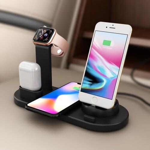 Wireless Charger 4 in 1 Apple Watch Charger Dock iphone Charging Station Micro USB Type C Stand Fast Charging For All Phone