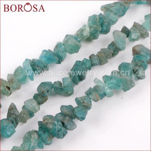 BOROSA 5Strands 15-16inch New 2018 Collection Natural Raw Apatite Chips Loose Bead Druzy Stone Bead Chains Jewelry Finding LS025