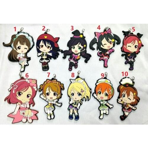 Love Live Kotori Anime keychain Nico Rin Umi Maki Chika Dia Riko Yoshi kc Kunikida Kanan Rubber strap/phone charm