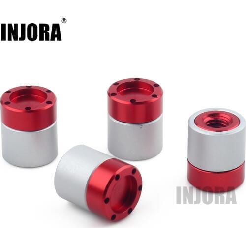 INJORA 4PCS Aluminium Wheel Rim Center Cap M4 Nuts for 1/10 RC Crawler Axial SCX10 90046 Traxxas TRX4 Tamiya Recat RC Car Parts