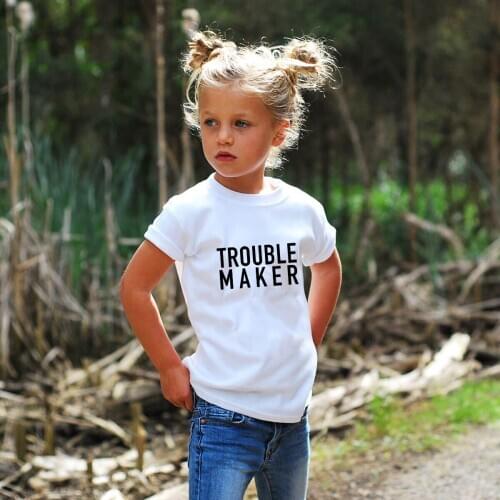 Trouble Maker Kid Shirt Trendy Toddler T-shirt Youth Graphic Tee Funny Quote Shirt for Children Love Trouble Kid Tshirt Stylish