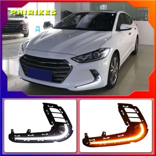 For Hyundai Elantra 2016 2017 2018 With Turn Yellow Signal Lights AUTO 12V ABS Daytime Running Light Daylights DRL