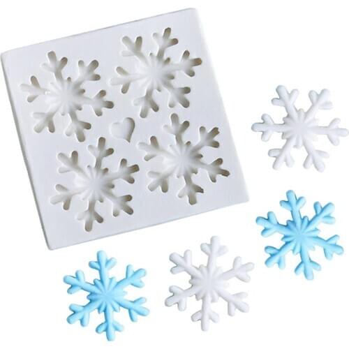 Kapmore 1pc Christmas Fondant Mold DIY Snowflake Shape Food Grade Silicone Baking Mold Cake Cookie Mold Kitchen Tools