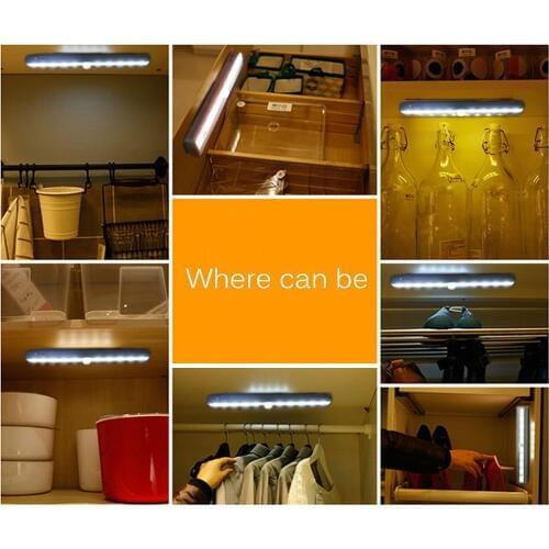 LED Under Cabinet Light PIR Motion Sensor Lamp 10 LEDs 190mm lighting for Wardrobe Cupboard Closet Kitchen Novelty night light