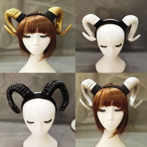 HOT! Gothic Devil Lolita Sheep Horn Headband Hairband Hair Clip Accessory Cosplay Halloween purim carnival Headwear Photo Props