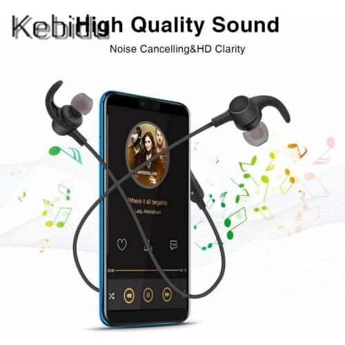Kebidu Magnetic In-Ear Sport Bluetooth earphone Metal Sweatproof Wireless Stereo for Sport Earbuds with Microphone PK 56S Newest