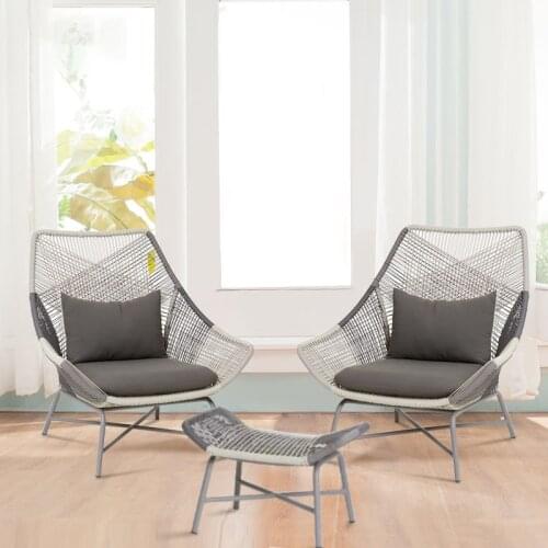 Balcony small table and chair net rattan weaving rattan chair tea table outdoor courtyard leisure chair living room iron