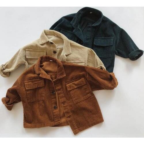 2021 New 1-6 Year Children Coat Fashion Baby Corduroy Jacket Boys And Girls Cardigan Coat Autumn Kids Windbreaker Outerwear