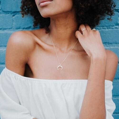 Moon Necklace Women Bohemian Style Moon Pendant Chain Necklace Harajuku Womens Jewelry Accessories Collares Collier