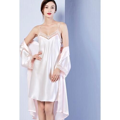 Real Silk Pajamas For Women 100% Mulberry Luxury Silk Pyjamas Female Kimono Robe & Sleepwear 2 Pcs pajama Sets Silk Nightgown