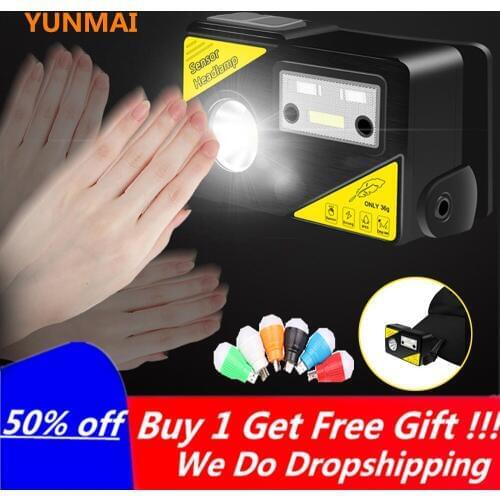 Portable Induction LED Headlamp USB Charging Mini Headlight Hat Clip Light Built-in Battery Night Running Lamp Fishing Lantern