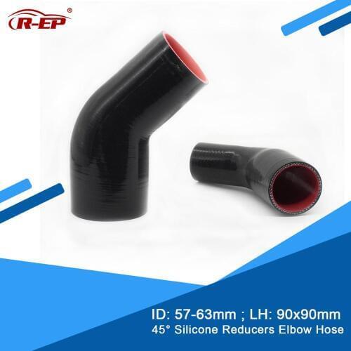 R-EP 45 degrees Reducer Silicone Elbow Hose 57-63MM Rubber Joiner Inter cooler New Silicone for Radiator Tube High Temperature