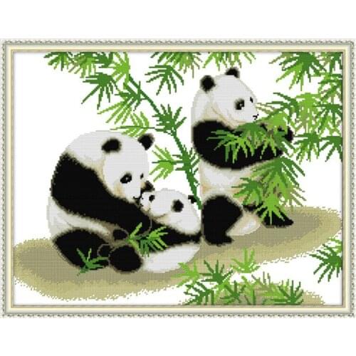 Needlework Cross Stitch The panda animal Factory Package Aida Canvas14ct 11ct Print Cloth Embroidery kit DIY Handmade Needlework