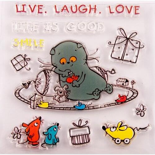 YINISE Silicone Clear Stamps CUTTING DIES For Scrapbooking Cat mouseSTENCIL DIY PAPER Album Cards MAKING CRAFT RUBBER Stamp MOLD