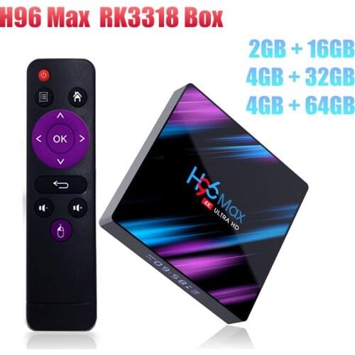H96 Max RK3318 Android 9.0 Smart Set Top Box 4G 32G/64G 2.4G&5GHz Dual Wifi 4K HDR Box