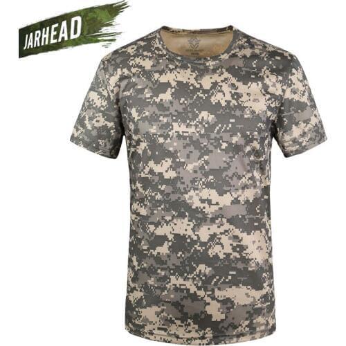 Outdoor Hunting Camouflage T-shirt Men Breathable Army Tactical Combat T Shirt Military Dry Sport Camo Camp Tees