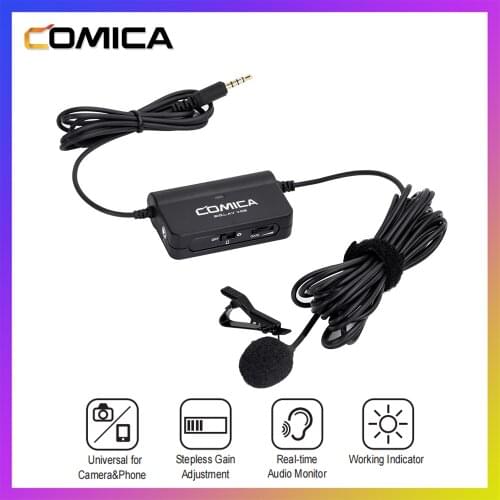 Comica CVM-V05 Omnidirectional Clip-on Lavalier Lapel Microphone for Canon Nikon Fuji Cameras for iPhone Samsung Smartphones