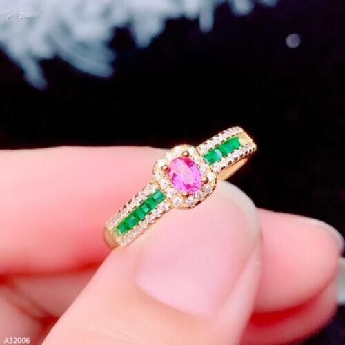 Jewelry 925 sterling silver pink sapphire girl ring micro-set luxury fashion new faceted ellipse can be reviewed
