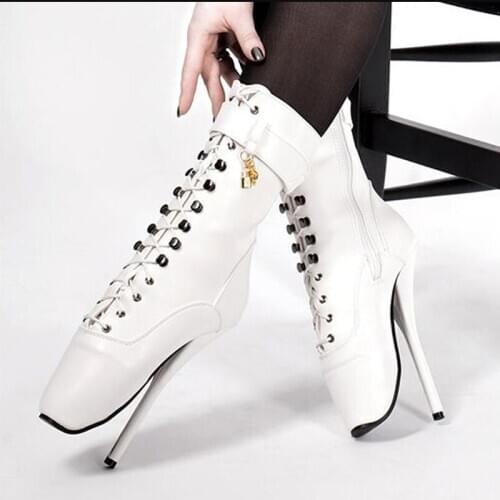 18cm Sky-High Heels Boots Women Sexy Fetish Goth Ankle Ballet Boots Spike Heel Pointed Toes Unisex Show Boots Party Shoes Woman