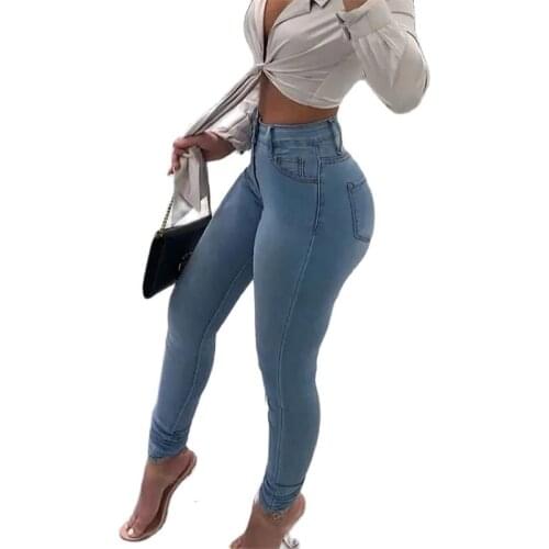 Jeans Women Fashion 2021 New Big Size Peach Hip Elasticity Thin feet Pants Bag Hip Pencil Pants Denim Trousers Woman Pants