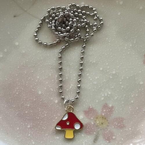 Fashion Punk Mushroom Necklace Charms Vintage Hip Hop Jewelry For Women Harajuku Gothic Choker Chains Accessories