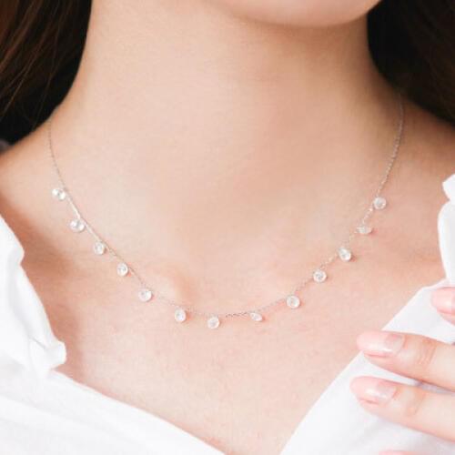DreamySky Hot Selling Pure Silver Color Full Zircon Chain Necklaces For Women Jewelry Collar Colar Free Shipping