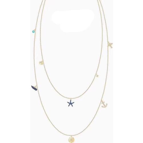 SLJELY 925 Sterling Silver Zircon Stones Double Strand Compass Pendant Necklace with Charm Anchor Airplane Women Luxury Jewelry