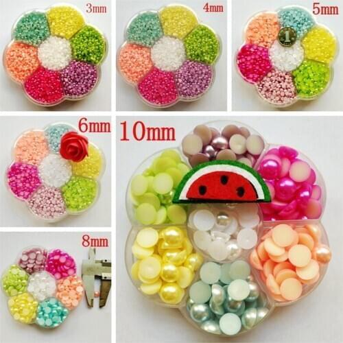1box/lot 6 Sizes Optional Craft ABS Simulated Pearls Half Round Flatback Pearls Resin Scrapbook Beads Decorate DIY C27