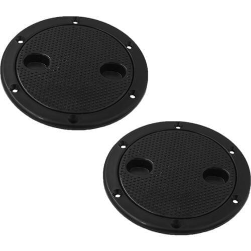 2pcs Marine Boat RV Black 4" Access Hatch Cover Twist Screw Out Deck Plate