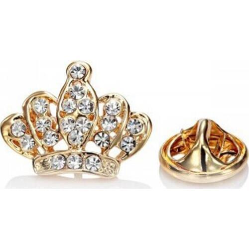 2020 Fashion Jewelry Gold Crystal Rhinestone Crown Brooch Broche Strass Lapel Pin Men Shirt Collar Brooches For Women