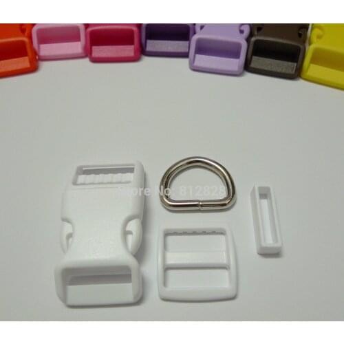 25 Sets 1'' 25mm #2 WHITE COLOR Dog Collar Hardware Curved Side Release Buckle Set
