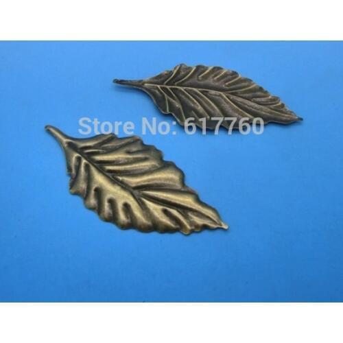 50PCs Bronze Tone Leaf Stamping Embellishments Findings Jewelry Connectors 5.4cmx2.4cm(2 1/8"x1") J0035