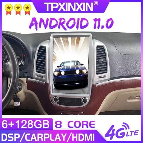 6G+128G Android For Hyundai Santa Fe 2006-2012 Sliver Car GPS Navigation Headunit Auto Stereo Radio Tape Recorder Multimedia IPS