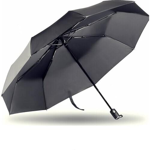 9 Bone Automatic Rain Umbrella 3 Fold Business Wind-Resistant Folding Rain Umbrella Men Family Travel Business Car Umbrellas