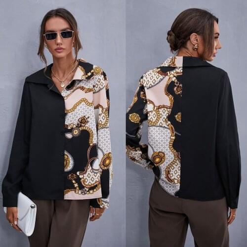 Elegant Women Patchwork Blouses Shirts Designer Ladies Shirts 2021 New Female Tops Fashion Office Lady Work Wear Clothes