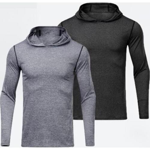 Men Sports Quick Dry Hoodie Fitness Training Long Sleeve Top Plus Size