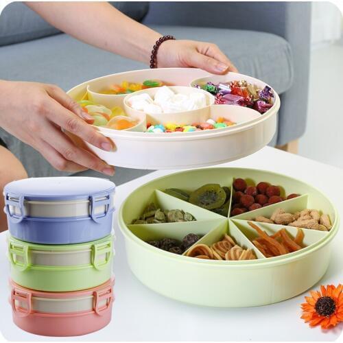 Double Layer Candy Box Plastic Dried Fruit Plate With Lid Household Snacks Sealed Storage Box