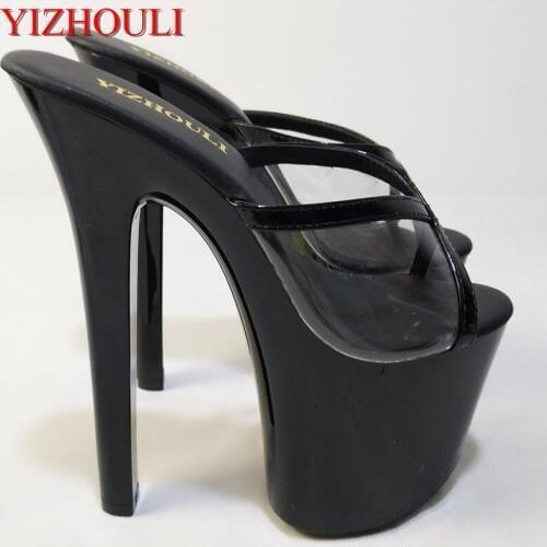 Elegant fashion 17cm high with crystal sandals Super thick waterproof transparent sandals recreational shoe