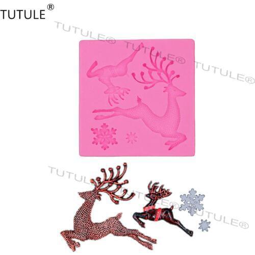 Gadgets reindeer deer mold flexible silicone for polymer clay fondant air dry clays christmas cupcakes cookies mold